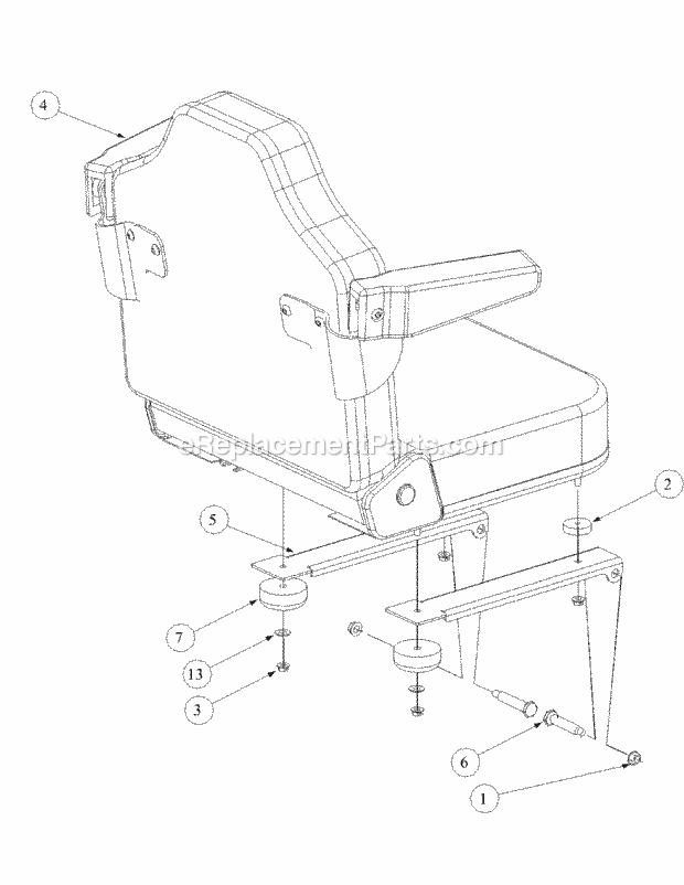 Seat Assembly Diagram and Parts List for M48-KW 53AB5DAV150 Cub Cadet Sprayer